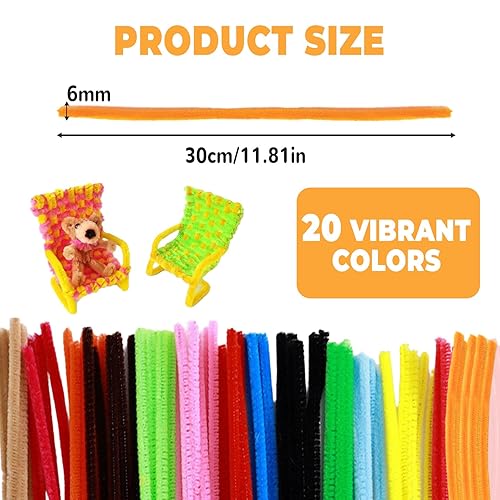 Yanghad 200 Pièces Cure-Pipes Colorés pour Travaux Manuels, 8 Macaron Fil Chenille, Fil en Peluche Pliables, Cure Pipe 30 cm x 6 mm, Projets de Bricolage pour Enfants - Nail Gallerys