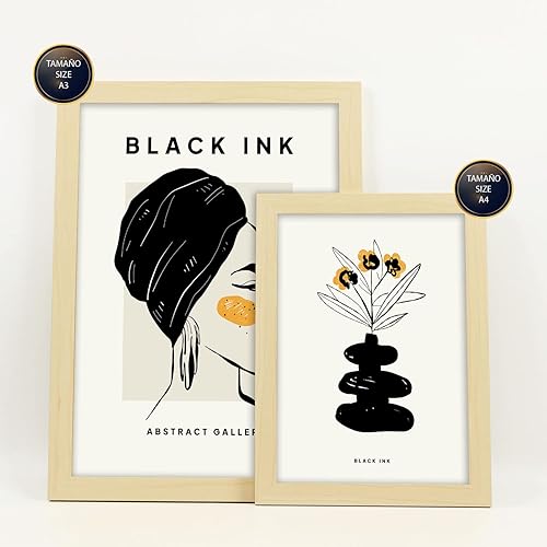 Nacnic Ensemble de 6 affiches à l'encre noire. Émotions. Impressions artistiques et abstraites pour l'aménagement intérieur et la décoration. A3 et A4, sans cadres. - Nail Gallerys