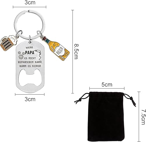 Getyjoe Cadeau Papa Anniversaire Décapsuleur Porte clé Décapsuleur Ouvre-bouteille Porte-clés de Bière Cadeaux pour la fête des pères, Noël, Thanksgiving, Oktoberfest - Nail Gallerys