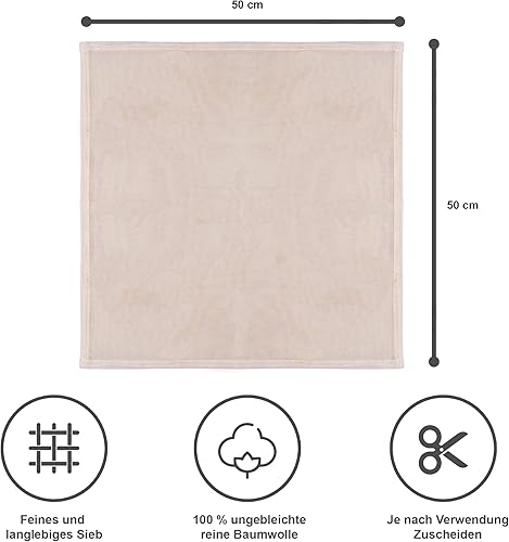 DuEco Lot de 4 torchons pour la fabrication de fromage et de lait de noix bio - Foulard multifonction pour fromage fait maison, baies, jus de fruits et jus de légumes - Environ 50 x 50 cm (4 pièces - Nail Gallerys