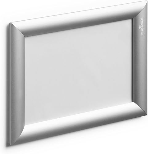 Durable - Cadre clipsable en aluminium A5 - Pour l'affichage de vos documents - Fixation adhésive et vis inclus - 1 pièce, Argenté - Nail Gallerys