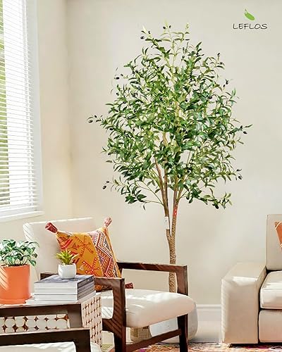 Leflos 180cm Oliviers artificiels denses, Arbres artificiels de Haut avec Pot, Plantes Tropicales en Soie Verte, Belles pour la Maison, Le Bureau et d'autres espaces intérieurs, 1pac - Nail Gallerys