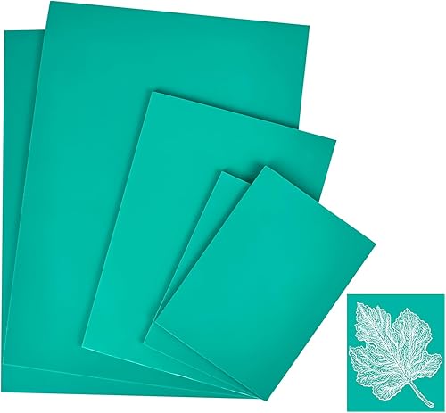 Kit de découpe de plaques d'impression Lino - 5 pièces - Feuilles A4 A5 A6 - Surface en linoléum - Surface en caoutchouc - Bloc de lino souple facile à découper pour gravure, timbres, travaux manuels - Nail Gallerys