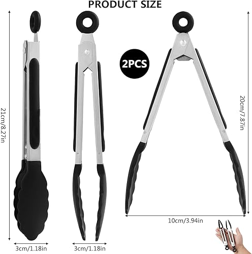 2 PCS Pince Cuisine Silicone(22cm), Pince de Cuisine, Pince cCuisine Silicone, Pince en Silicone pour Air Fryer, Pince Alimentaire Résistante à la Chaleur, Outil Multifonction pour Barbecue et Cuisine - Nail Gallerys