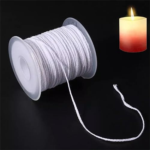 Nixiara Candle Wick Cotton Spool - Rouleau de mèche tressé, fil ciré - Mèche de soja naturelle - Pour fabrication de bougies - Kit de fabrication de pots - Basse fumée et propre - Nail Gallerys