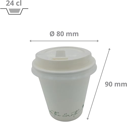 1000 Gobelets 24 cl (8 oz) en Carton Blanc avec Couvercles en Plastique – Tasses Jetables avec Couvercles Fournis pour Boissons Chaudes et Froides, Idéales pour Cafés, Thés, Jus et Smoothies - Nail Gallerys