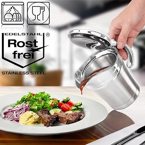 COM-FOUR® Thermo saucière - saucière en acier inoxydable à double paroi - récipient à sauce isotherme - garde les aliments au chaud ou au frais - va au lave-vaisselle (couleur argent - 400ml) - Nail Gallerys