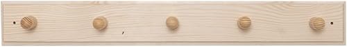 Sossai® - Porte-Manteau Mural | Simple | en Bois | 5 Crochets | Longueur : 47 cm | Naturel, à Peindre | HGE | Porte-Crochets, patères - Nail Gallerys