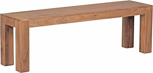 WOHNLING Banquette en Bois Massif Acacia 120 x 45 x 35 cm Banc de Bois Produit Naturel Banc de Cuisine dans Un Style campagnard - Nail Gallerys