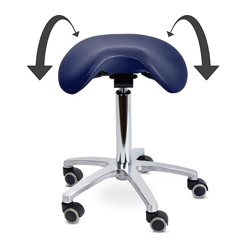 Tabouret pivotant avec selle inclinable Bleu - Nail Gallerys