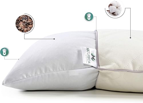 NATURECA Oreiller de Sarrasin, Oreiller Ferme 40x60, Coussin de Soutien de Nuque, Oreiller réglable en Hauteur - Nail Gallerys