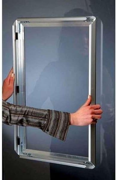 DisplayLager Cadre à rabat double face en aluminium - A1 - Argenté - 32 mm - Cadre pour affiche avec plaques avant antireflets - Nail Gallerys