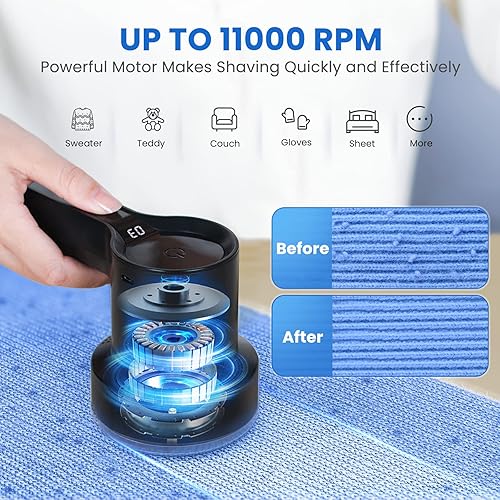 Coovee Rasoir Anti bouloche, Rasoir Anti-Bouloche éLectrique 2-en-1 LED Affichage Numérique, Réglable à 3 Vitesses Appareil Bouloches, Brosse électrostatique, pour Les Vêtements Et Les Meubles - Nail Gallerys