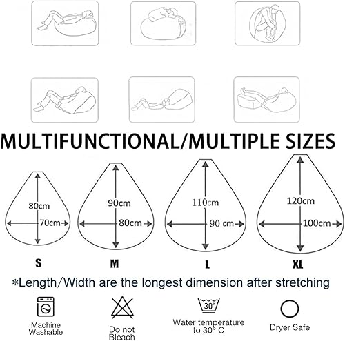 Odot Pouf Poire sans Remplissage, Couleur Unie Doux Pouf, Pouf Salon Chambre pour Adolescente und Adulte, Confortable Fauteuil Pouf, Polyvalent Housse Pouf Poire (L(90x110cm),Beige) - Nail Gallerys