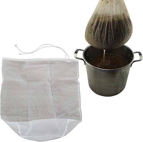 2 pièces réutilisable durable en nylon de qualité alimentaire Homebrew Beer 100 Nut sac en filet Préparation du houblon Filtration des aliments Vin (diamètre 40 cm Hauteur 45 cm) - Nail Gallerys