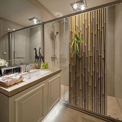 Stickers Porte Feuilles De Bambou Brun Autocollants de Décoration pour Porte PVC Stickers Porte Placard Amovible Poster pour Porte Imperméable Poster Porte Auto Adhésif Autocollant Porte 95x215cm - Nail Gallerys