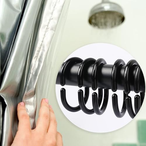 18 pcs Anneaux de Rideau de Douche en Plastique en Forme de C Crochets de Rideau pour Rideau de Porte, Rideau de fenêtre Le Noir - Nail Gallerys