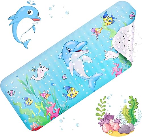 LTZGO Tapis de Baignoire Antidérapant, Tapis de Bain antidérapant 100x40 cm Antibactérien Anti Glisse avec 200 Ventouse Matériel de PVC, pour Enfants, Lavable en Machine - Nail Gallerys