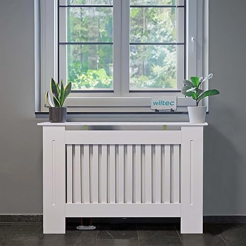 Toboli Cache-radiateur – Blanc – 112 x 19 x 82 cm – en MDF – Couverture protège-chauffage décorative, Tablette Étagère Console - Nail Gallerys