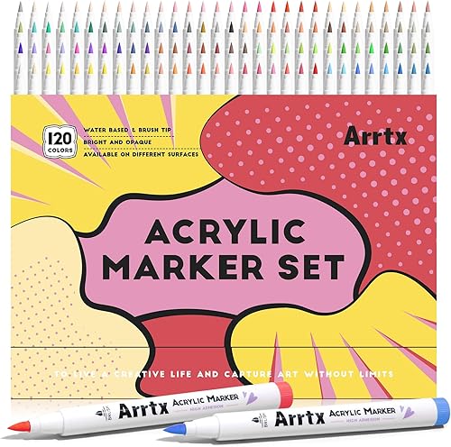 Arrtx Lot de 120 marqueurs acryliques imperméables pour pierres, bois, toile, pierre, verre, céramique, tissu, bricolage, artisanat et accessoires d'art, paquet cadeau - Nail Gallerys