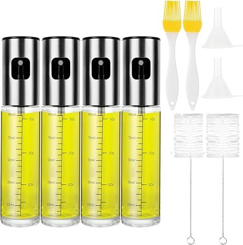 DAJAVE Lot de 4 flacons pulvérisateurs d'huile de 100 ml pour friteuse à air chaud, vaporisateur d'huile alimentaire avec brosse et entonnoir, vaporisateur d'huile de cuisine pour la cuisson, le - Nail Gallerys