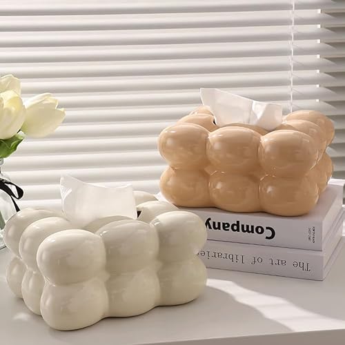 Bsowte Boîte à mouchoirs à bulles en céramique, distributeur de papier pour salle de bain, table à manger, organisateur de mouchoirs élégant, serviette décorative C - Nail Gallerys