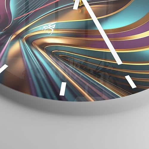 ARTTOR Horloge Murale Design Moderne Lignes Vagues Lumière 40x40cm Petit Pendule Murale en Verre Cuisine Salon Chambre Silencieuse Originale Wall Clock Décoration Murale Art Wall Decor C3AR40x40-5778 - Nail Gallerys