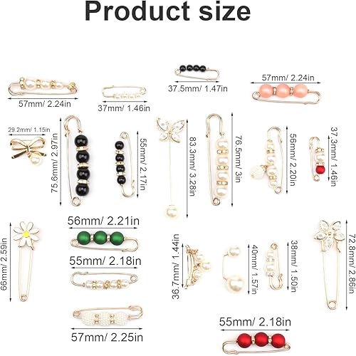 ZIJANG Broche Perle Épingle, 20 Pièces Épingle Vetements, Métal Broche de Perle Simulée, Décolleté Réduit, Épinglette Élégante, Sûreté Broche, pour Attacher Cols, Foulards, Foulards - Nail Gallerys