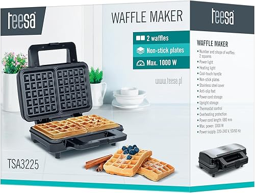 Teesa TSA3225 2 Gaufrier belge Noir - Nail Gallerys