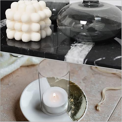 NOLITOY 4 Pièces Bougeoir Manchon Verre Cylindre Bougeoir Clair Tube De Cheminée Ouvert Abat-Jour Bougie Pour La Maison Anniversaire Fête De Mariage Décor 15Cm - Nail Gallerys