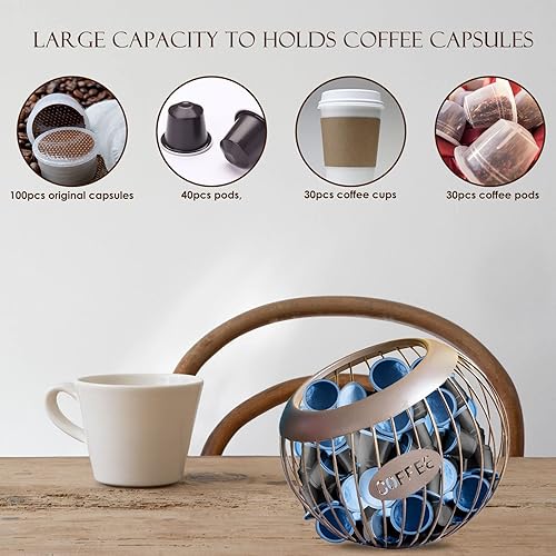 SunshineFace Rangement de capsules de café, étagère de café, panier à capsules de café, grande capacité, organisateur de capsules de café, en métal, pour comptoir et bar à café - Nail Gallerys