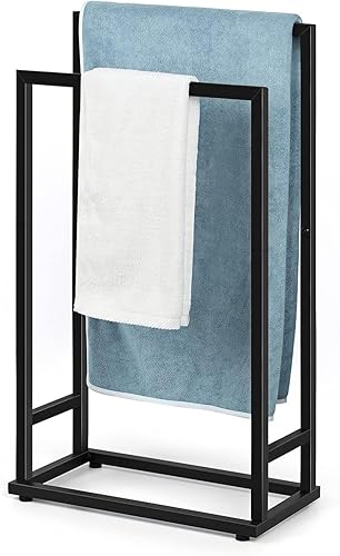Porte-Serviettes pour Salle de Bain, 2 Niveaux autoportants, en Acier Inoxydable, pour Salle de Bain, Porte-Serviettes, Porte-Serviettes, Porte-couvertures, Noir - Nail Gallerys