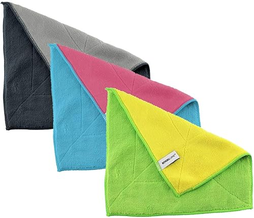 Kochblume Lot de 3 chiffons en microfibre 30 x 30 cm (anthracite/gris/vert/jaune et turquoise/rose) - Nail Gallerys