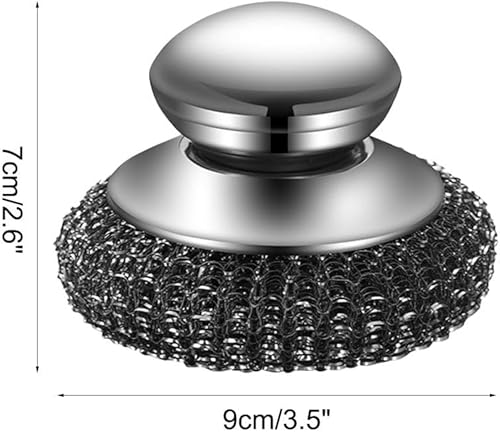 2 Pcs épurateur Laine en Acier Inoxydable, éponge Grattante Métal Remplaçable avec Poignée et 2 Boules de Fil de Remplacement pour Nettoyer la Vaisselle - Nail Gallerys