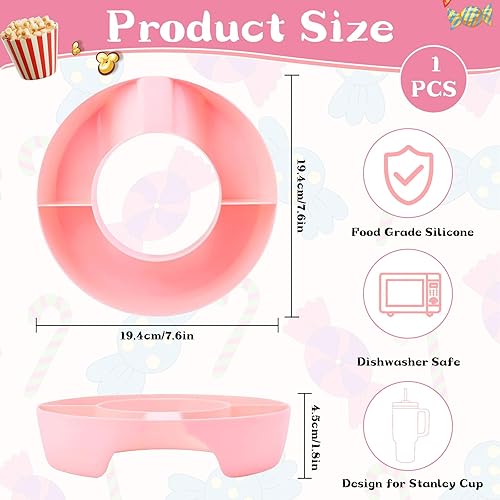 Brateuanoii Plateau à Collation Stanley, Accessoires Pour Stanley Cup Bol à Collation En Silicone, Assiette à Collation Avec 4 Compartiments, Plateau à Collation En Silicone De 100 Ml(Rose) - Nail Gallerys