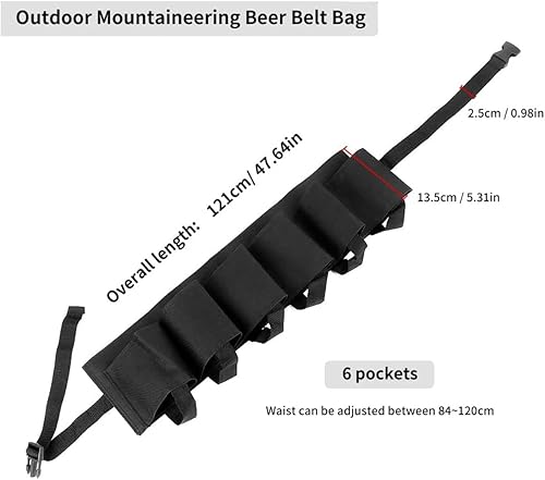 Ceinture de Bière Kiuiom, Porte-Bouteilles de Bière en Cuir Noir, Réglable, Contient 6 Boissons, Idéale pour Extérieur, Alpinisme, Escalade, Camping, Voyages - Nail Gallerys