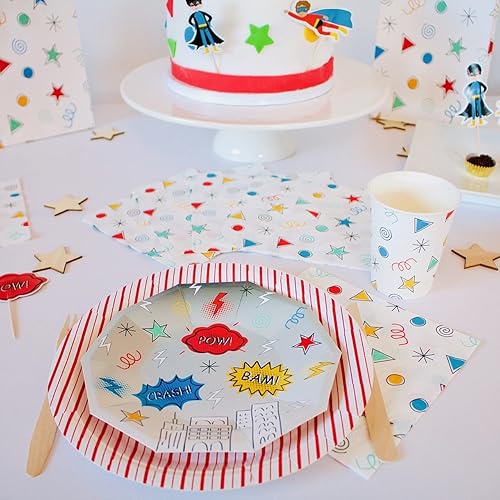 Assiettes de fête (lot de 8) | Assiettes en carton de super-héros | Décorations de fête de super-héros | Assiettes en carton de super-héros | Anniversaire de super-héros - Nail Gallerys