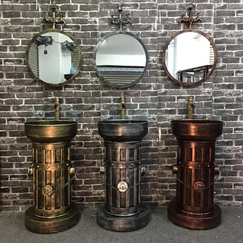XYEJL Meuble Vasque Salle De Bain Style Industriel, Lavabo Colonne en Fer Forgé, avec Robinet Et Drain Combo Meuble Lave Mains,Lavabo Rétro, Convient Aux Bars, Restaurants,B - Nail Gallerys