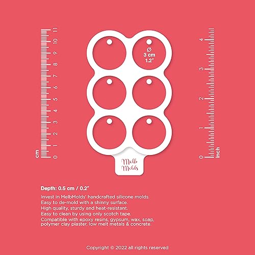 MelbMolds Moule en silicone pour résine époxy en forme de cercle - 3 cm : Créez des médailles rondes pour animaux de compagnie (chiens/chats), des porte-clés, des étiquettes de nom et des bijoux DIY - Nail Gallerys