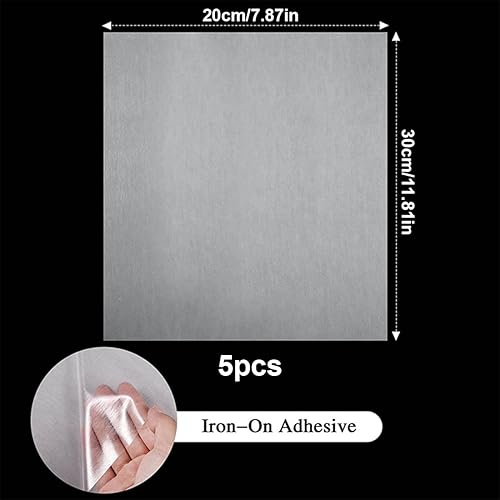 WUSJCOF 5 pièces Feuille adhésive double face repassage, Adhésif pour patchs et applications, Tissu pour vêtements, Colle sur fer couture, ourlet et DIY, Bande thermocollante (20 x 30 cm) - Nail Gallerys