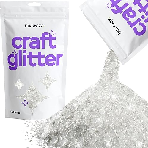 Hemway Craft Glitter - Mélange De Paillettes Fines Et Épaisses Multi-Tailles Pour Les Travaux Manuels, Les Gobelets, Les Décorations De Peinture En Résine - Blanc Iridescent - 100g / 3.5oz - Nail Gallerys