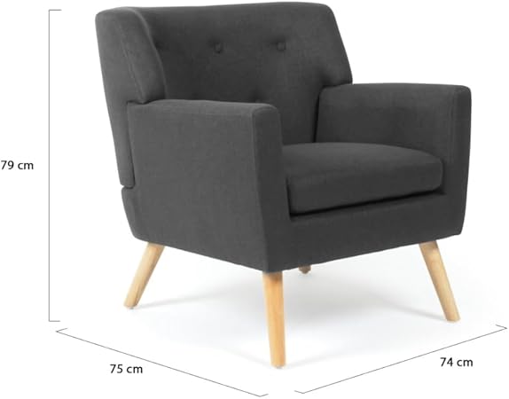 IDMarket - Fauteuil scandinave LIV en Tissu Gris Anthracite - Nail Gallerys