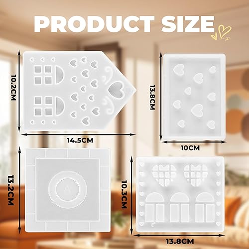 Moules Silicone Maison,Moule en Silicone 4 pièces pour Coeurs,DIY Noël Moule Silicone,Effet 3D,pour Placer Des Bougies,Le Moulage en Plâtre,La Décoration Intérieure - Nail Gallerys