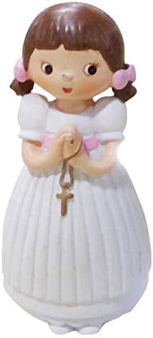 Doge Jeune Communiante ou Baptisée Debout, Haut. 7,6 cm, Fillette Mains jointes avec Croix, en résine - Nail Gallerys