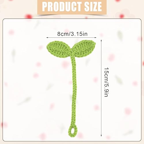 Pousse de Feuille Tricotée au Crochet, Fait à la Main Mignon Marque Page au Crochet Breloque Marque Pages Tricotés pour Bricolage Artisanat Accessoires pour Écouteurs et Attache de Câble - Nail Gallerys