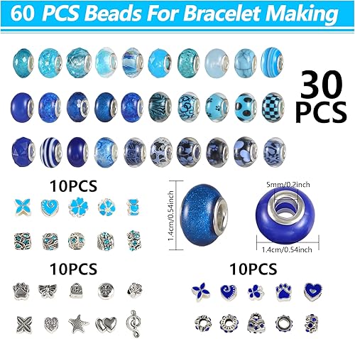 60pcs Europeennes de Perles Argent Antique Tibetain Émail Charms Breloques en Alliage Strass Verre Perles d'espacement Big Hole Accessoires pour Fabrication Bijoux Bracelet, violettes - Nail Gallerys