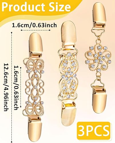 CULEB Lot de 3 Pince à Cardigan,Pinces à Pull,Broche Vêtement,Pince à Châle en Métal Vintage,3 Styles D'accessoires de Cardigan,Pinces à cordon pour Vêtements,Chemises,Jupes - Nail Gallerys