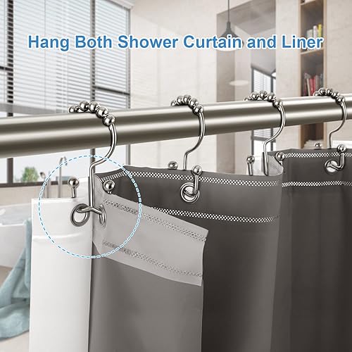 Tenovel NE Rouille pas 304 en acier inoxydable de douche Bagues Rideau de douche antirouille, crochets, Heavy Duty Roller double Glide Rideau de douche Crochets pour salle de bain douche Sacs, Nickel - Nail Gallerys
