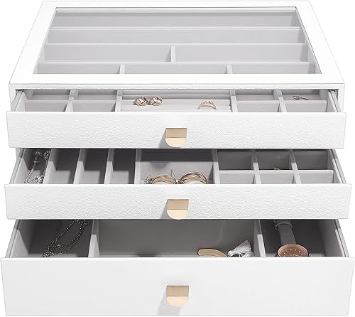 Stackers Pebble Grey Supersize Jewellery Box - Set of 3 (with drawers) - Nail Gallerys