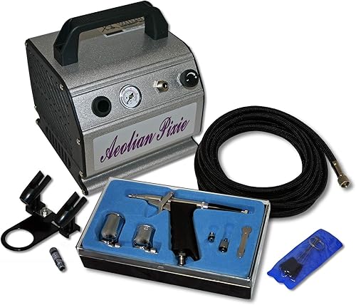 Wiltec Kit Airbrush avec compresseur AS 176 – 20-23 l/Min – avec Pistolet aérographe 116, Godets & Accessoires – pour débutants et professionels – Aérographie, Tatouage, Nail Art, Peinture - Nail Gallerys